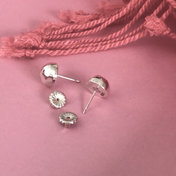 Hammered 10mm Half Ball Earring - Picture 4 of 4